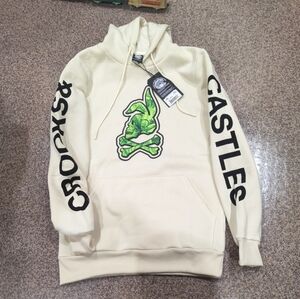 Crooks & Castles Cream Bunny Hoodie with Green and Black Accents